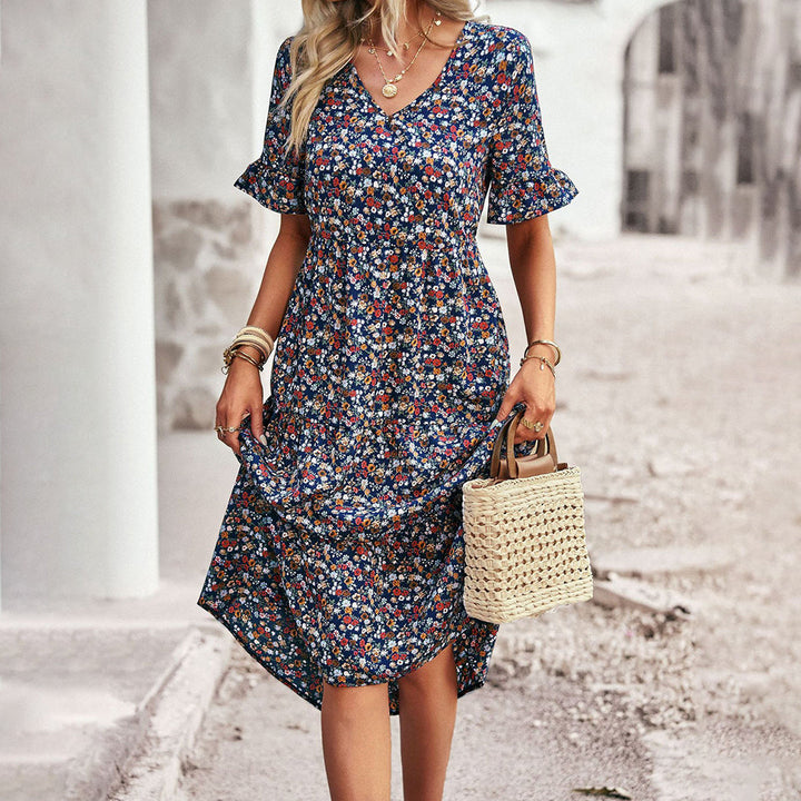 Women's Floral Dress | Timeless Midi Length | Breathable & Elegant | Polyester