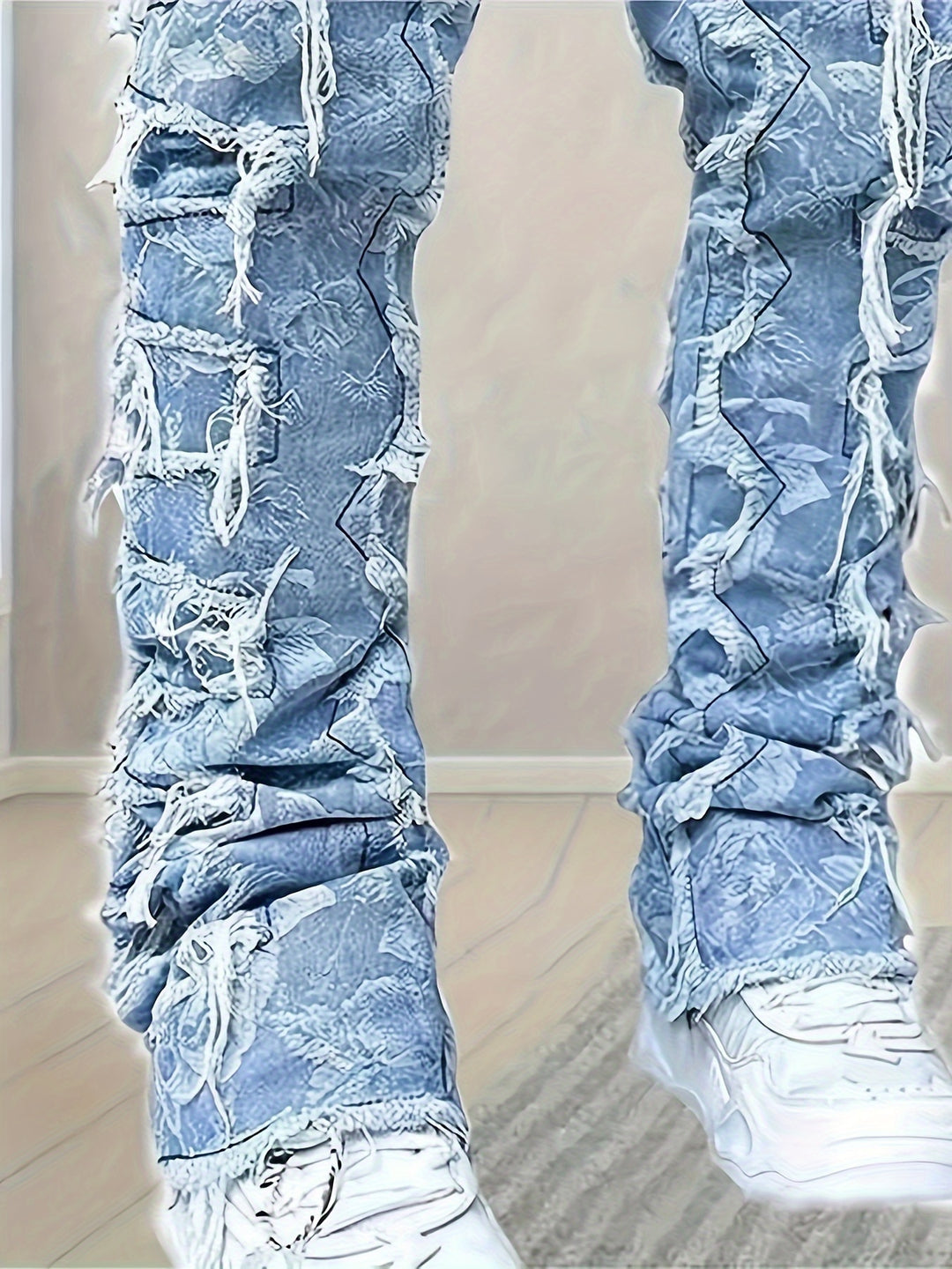 Men's Jeans | Solid Color & Frayed Details | Skinny Fit with Pockets | Casual