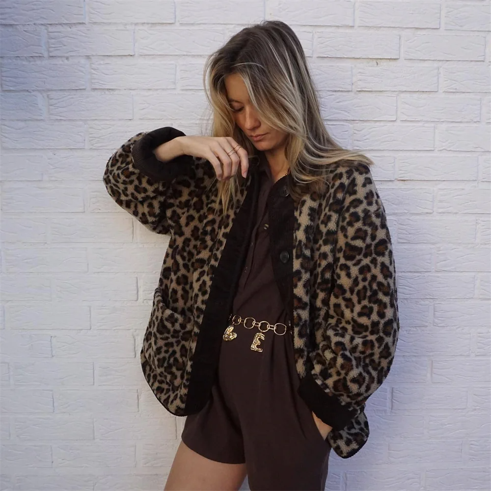 Women's Leopard Print Jacket | Comfortable Fit | Versatile O-Neck Design | Polyester