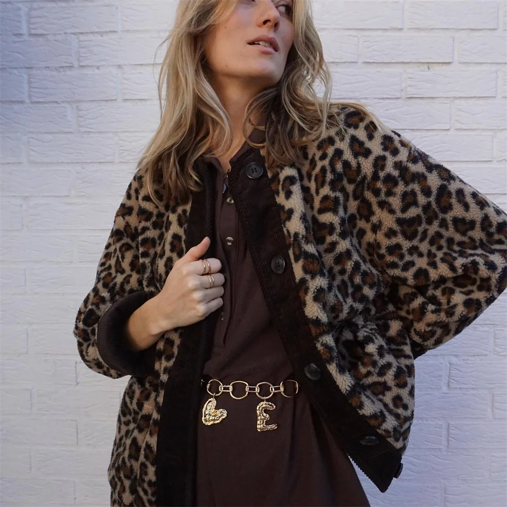 Women's Leopard Print Jacket | Comfortable Fit | Versatile O-Neck Design | Polyester