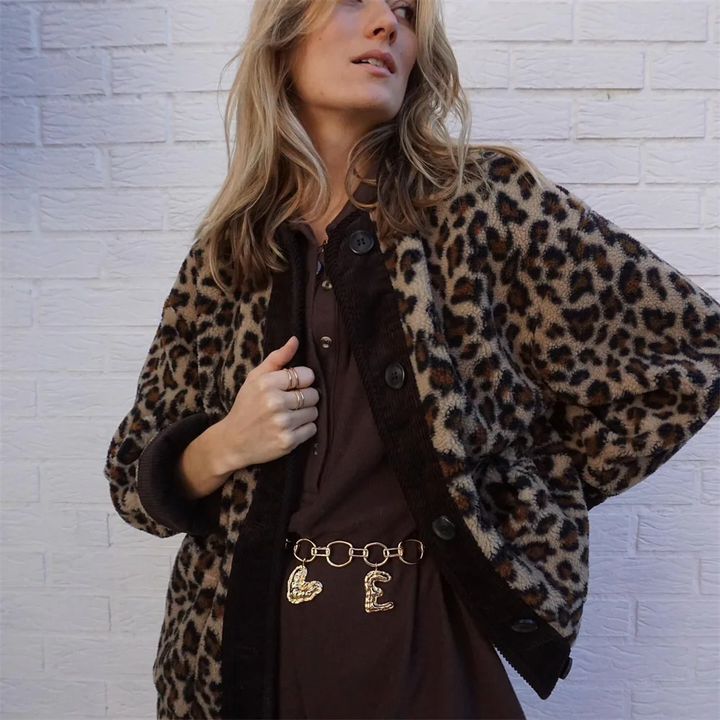 Women's Leopard Print Jacket | Comfortable Fit | Versatile O-Neck Design | Polyester