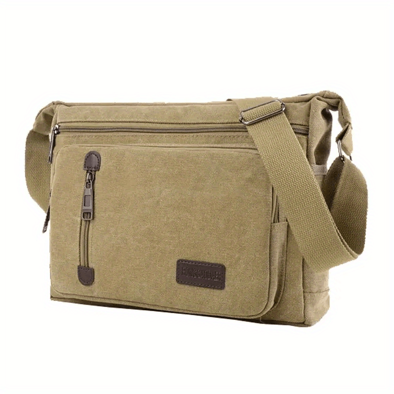 Men's Shoulder Bag | Vintage Canvas | Adjustable Strap & Multiple Zipper Pockets | Lightweight & Durable