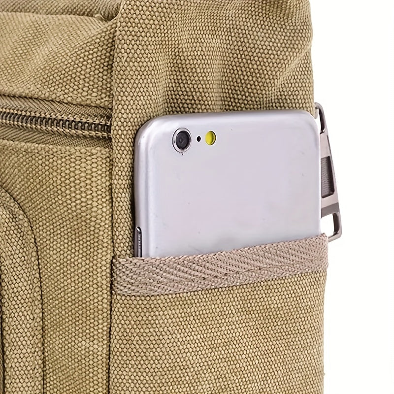 Men's Shoulder Bag | Vintage Canvas | Adjustable Strap & Multiple Zipper Pockets | Lightweight & Durable