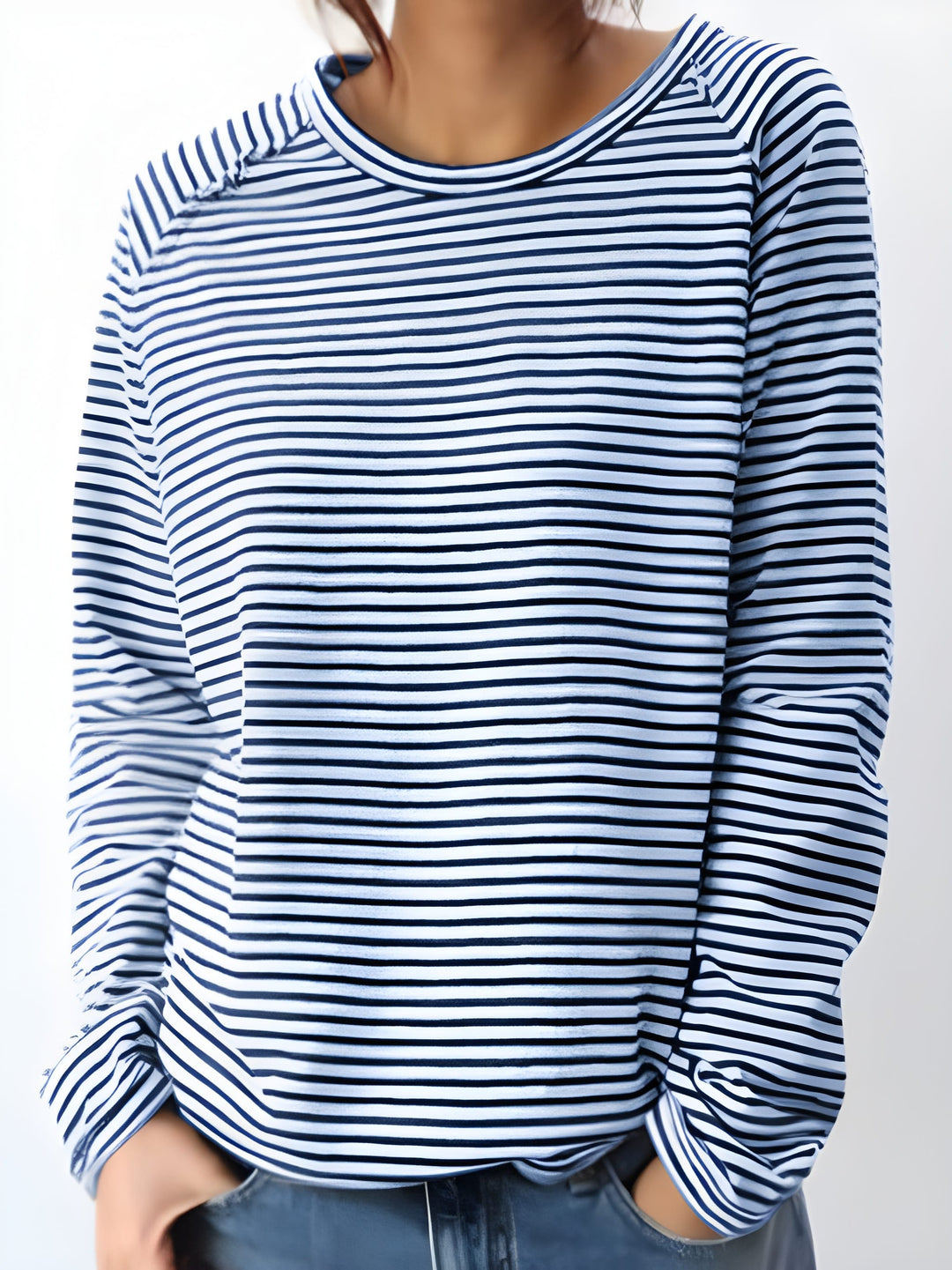 Women's Long Sleeve Top | Classic Black & White | Minimalist Design | Soft Cotton Blend