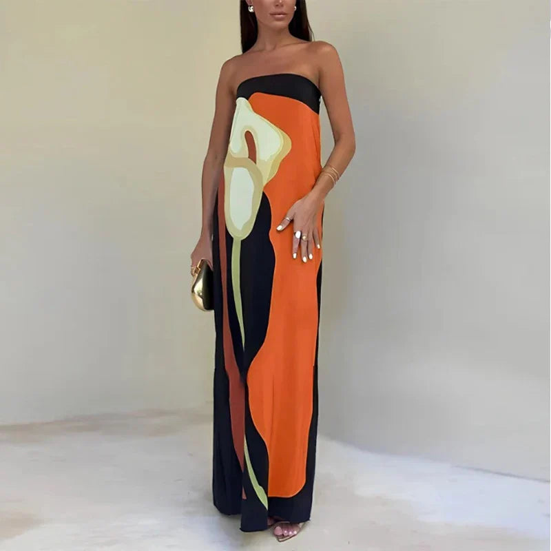 Women's Strapless Dress | Eye-Catching Print | Elegant Fit | Lightweight Fabric