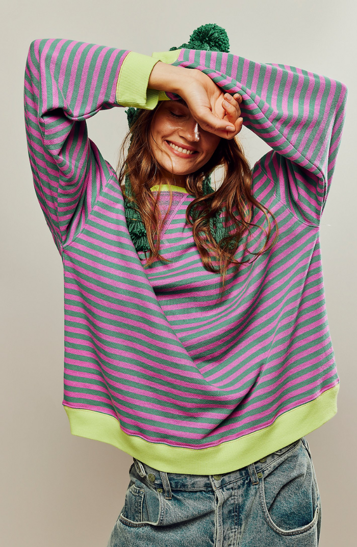 Oversized Striped Sweater for Women | Relaxed Fit | Trendy Everyday Look | Versatile Style