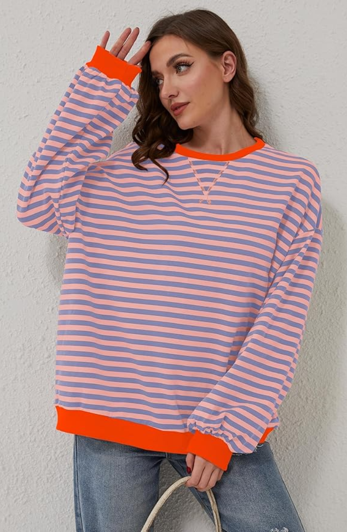 Oversized Striped Sweater for Women | Relaxed Fit | Trendy Everyday Look | Versatile Style