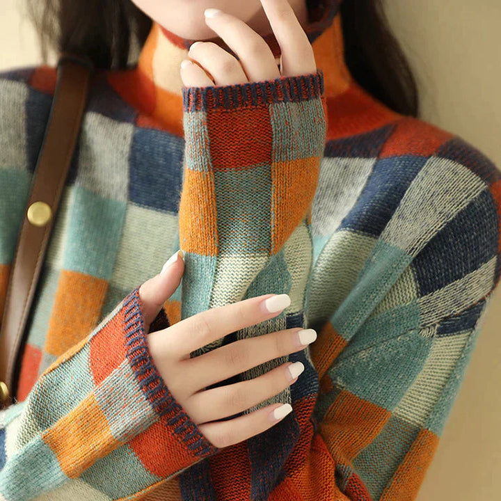Cashmere Patchwork Turtleneck | Elegant Fit | Soft & Warm | Couture-Inspired Style