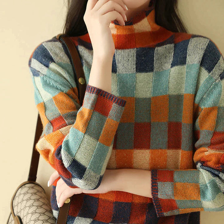 Cashmere Patchwork Turtleneck | Elegant Fit | Soft & Warm | Couture-Inspired Style