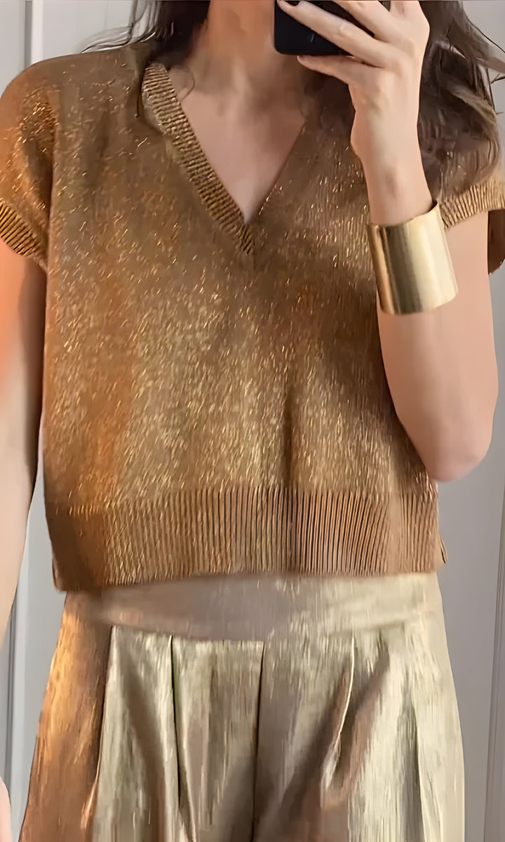 Women's 2-Piece Jumpsuit Set | Short Sleeve Blouse & Trousers | Elegant & Summer-Ready