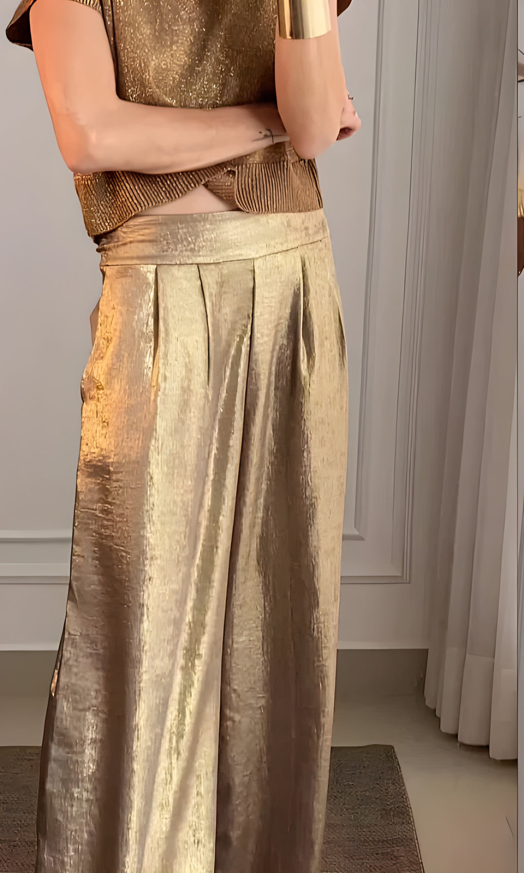 Women's 2-Piece Jumpsuit Set | Short Sleeve Blouse & Trousers | Elegant & Summer-Ready