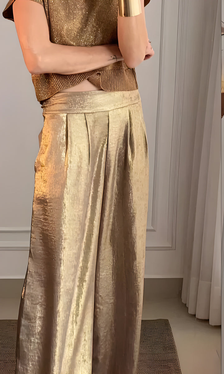 Women's 2-Piece Jumpsuit Set | Short Sleeve Blouse & Trousers | Elegant & Summer-Ready