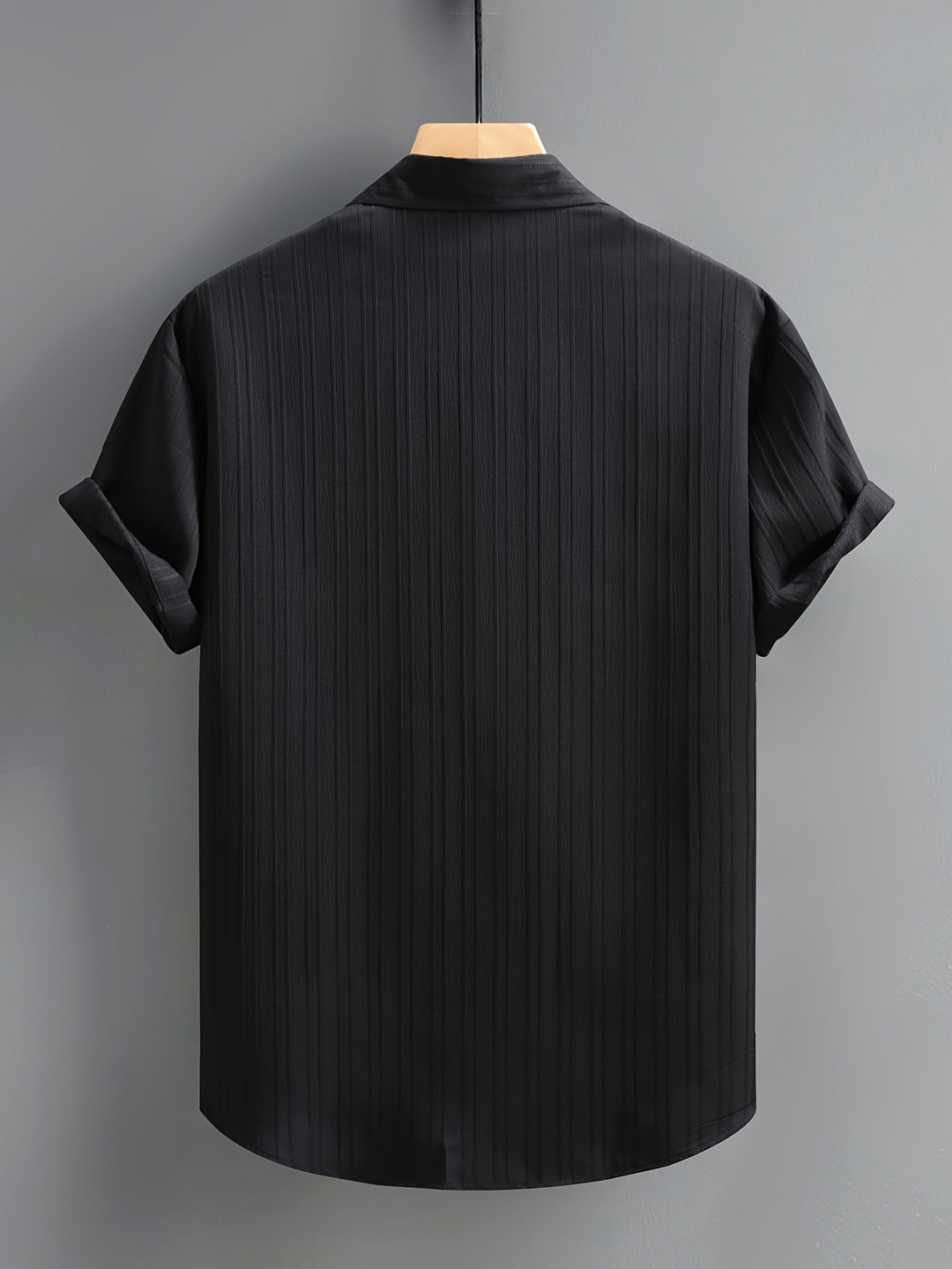 Men's Short Sleeve Shirt | Vertical Stripes & Breathable | Perfect for Summer | Polyester