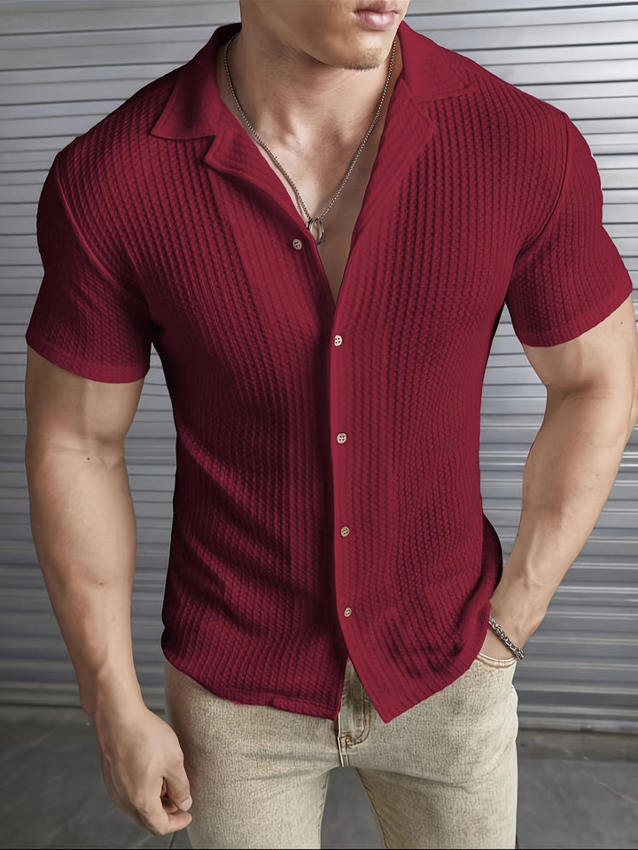 Men's Stretch Fit Shirt | Lightweight & Breathable | Ribbed Design | Polyester Spandex
