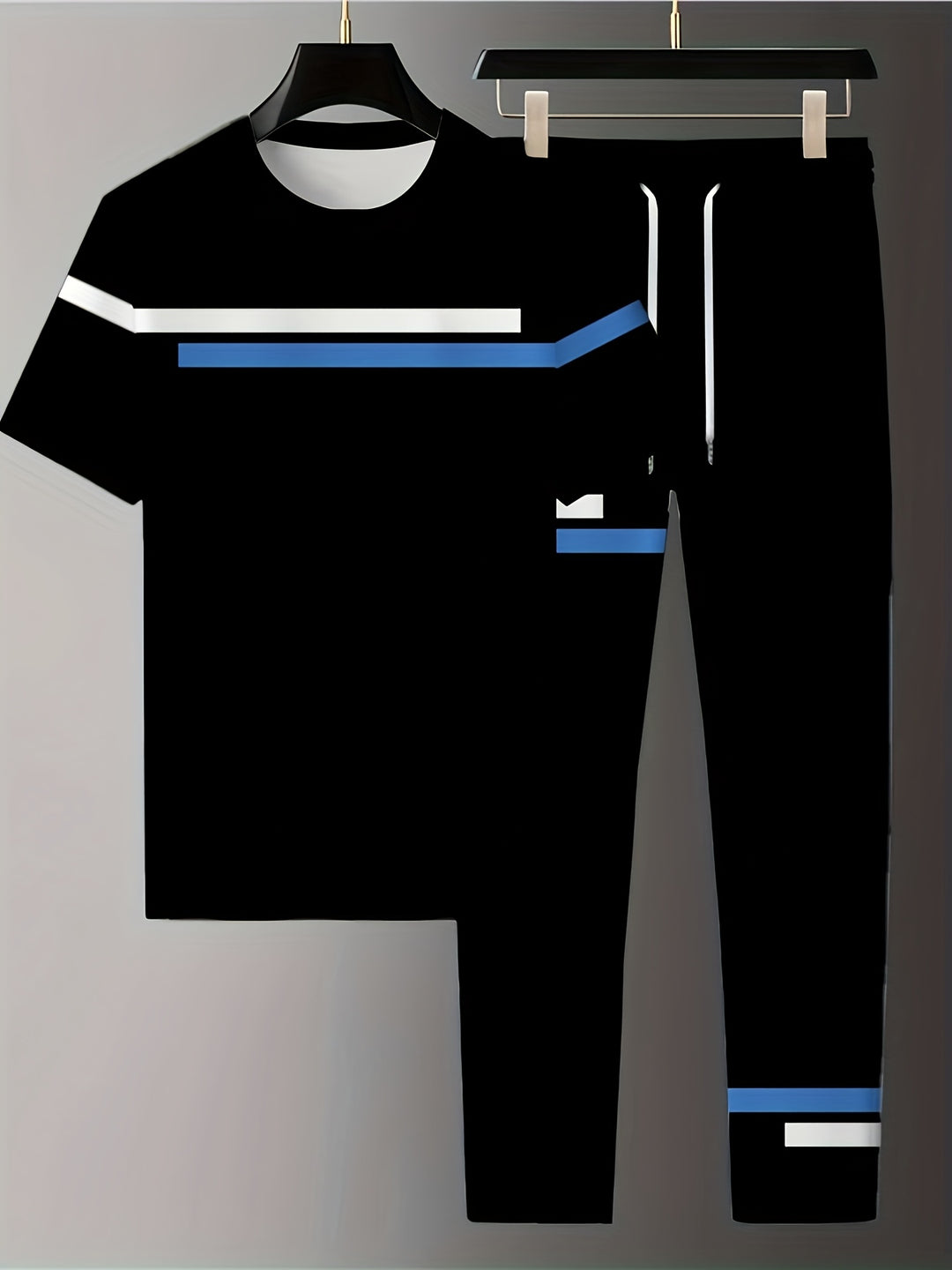 Men's Summer Sports Set | Short Sleeves & Long Trousers | Comfort & Style | Polyester