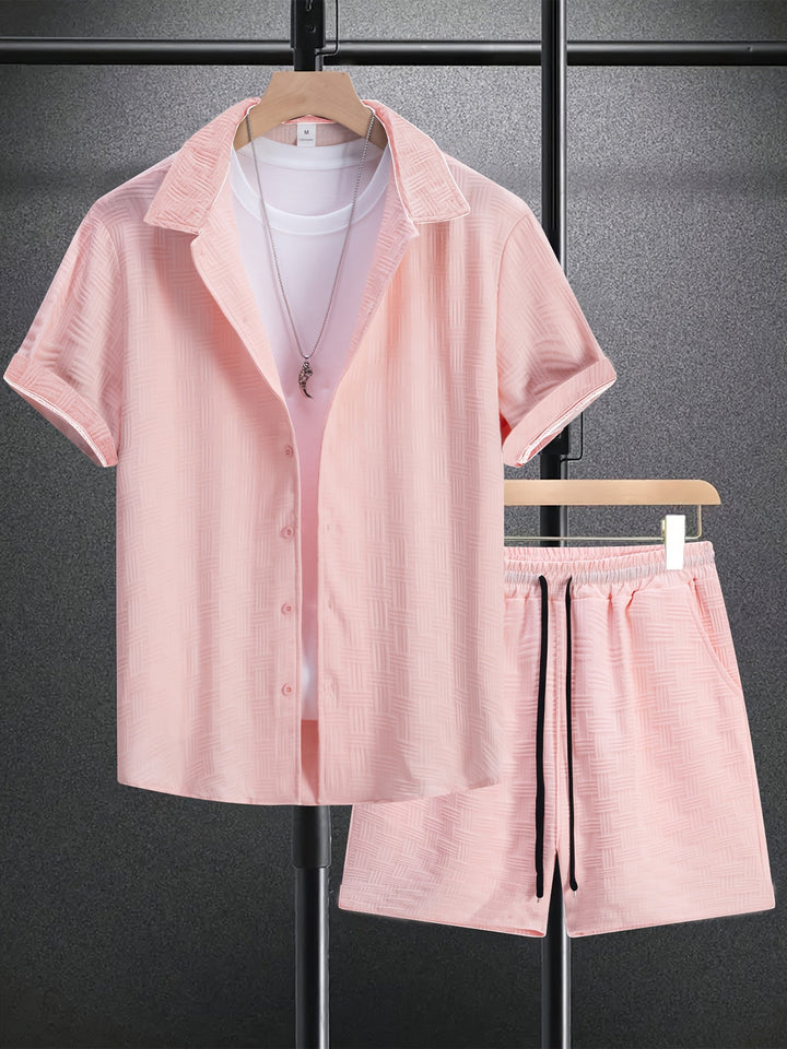 Men's Summer Set | Jacquard Shirt & Shorts | Stylish & Comfortable | Polyester