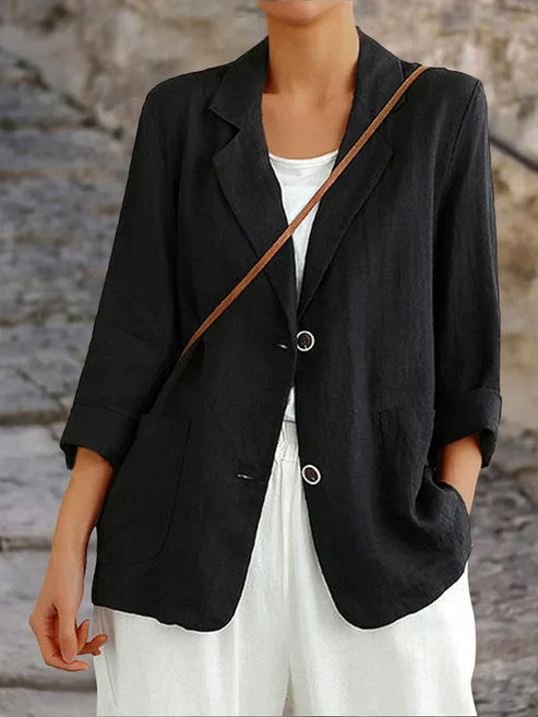 Women's Blazer | Lightweight Linen | Long Sleeves | Elegant Casual Style | Relaxed Fit