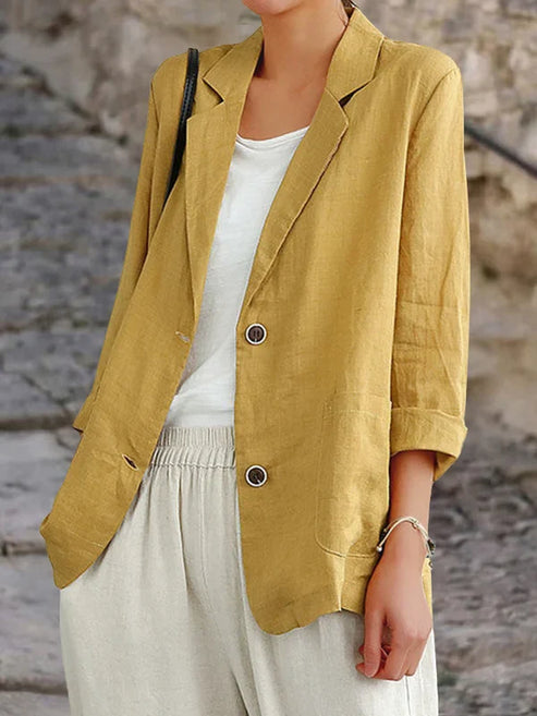 Women's Blazer | Lightweight Linen | Long Sleeves | Elegant Casual Style | Relaxed Fit