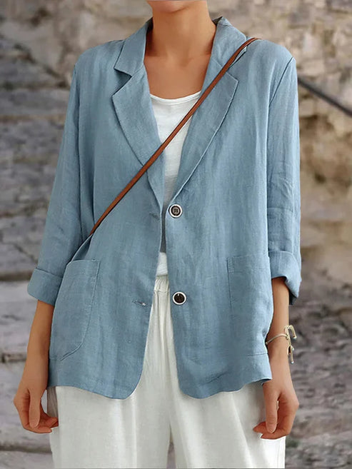 Women's Blazer | Lightweight Linen | Long Sleeves | Elegant Casual Style | Relaxed Fit