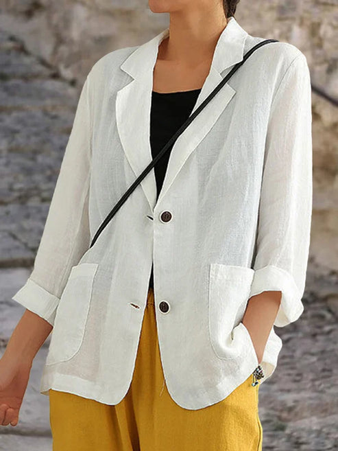 Women's Blazer | Lightweight Linen | Long Sleeves | Elegant Casual Style | Relaxed Fit
