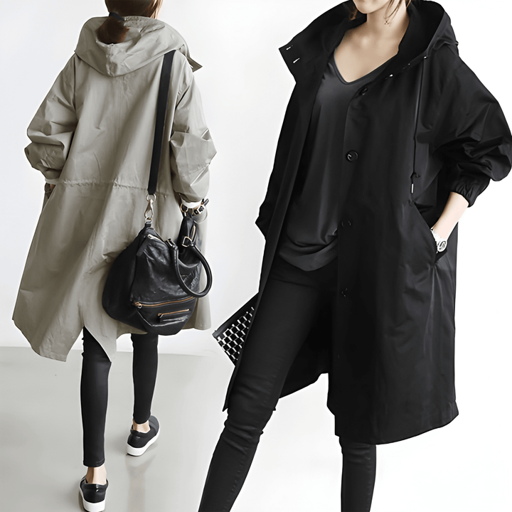 Women’s Long Waterproof Raincoat | Elegant & Functional | Polyester