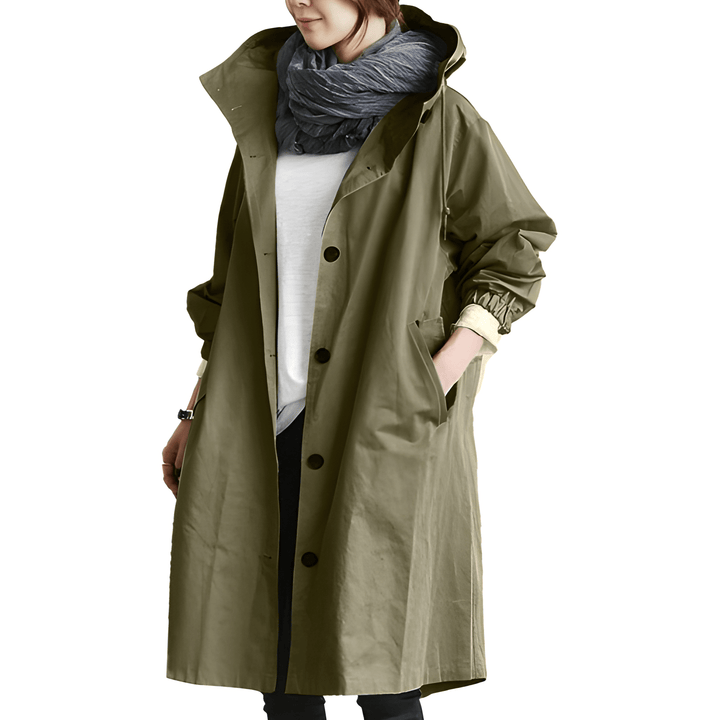 Women’s Long Waterproof Raincoat | Elegant & Functional | Polyester