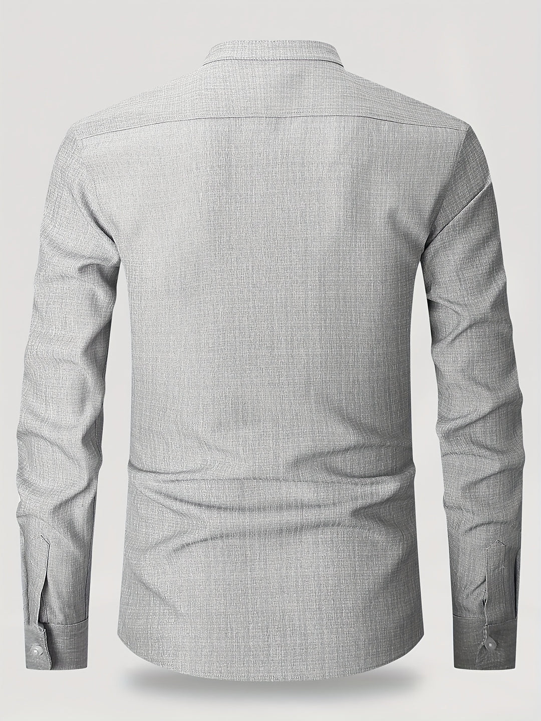 Men’s Shirt | Long Sleeve with Chest Pocket | Round Neck & Solid Color | Polyester