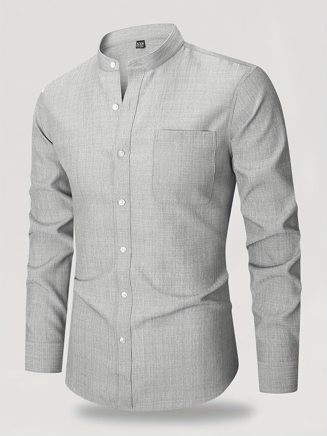 Men’s Shirt | Long Sleeve with Chest Pocket | Round Neck & Solid Color | Polyester