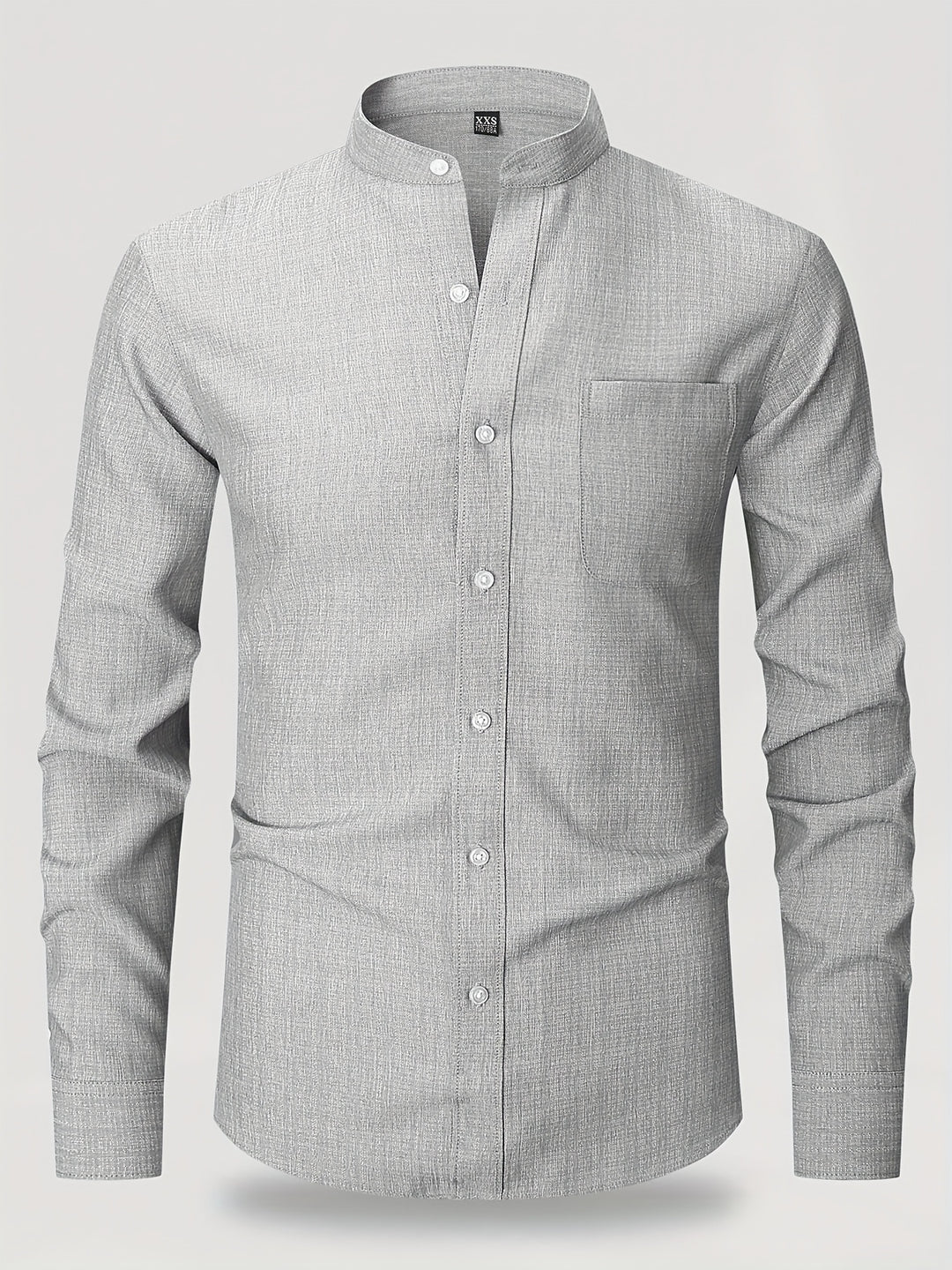 Men’s Shirt | Long Sleeve with Chest Pocket | Round Neck & Solid Color | Polyester