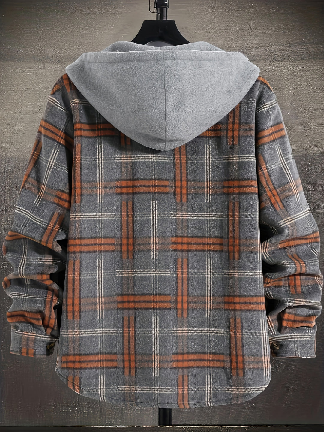 Men’s Jacket | Checked Pattern | With Hood & Button Closure | Casual