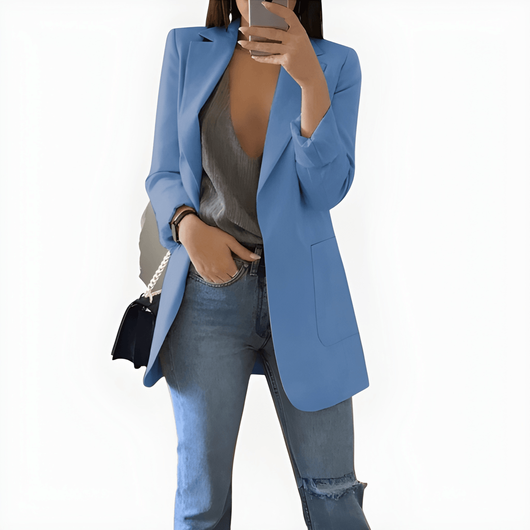 Women’s Long Summer Blazer | Elegant Tailored Fit | Perfect for Office & Casual Wear | Polyester
