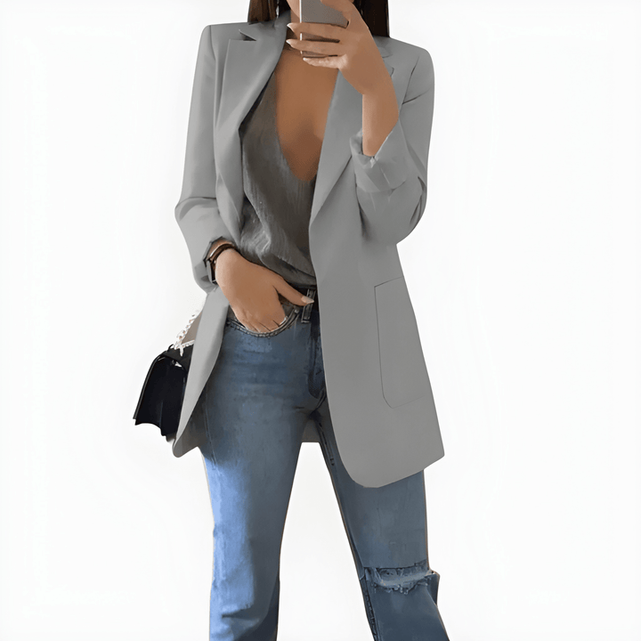 Women’s Long Summer Blazer | Elegant Tailored Fit | Perfect for Office & Casual Wear | Polyester