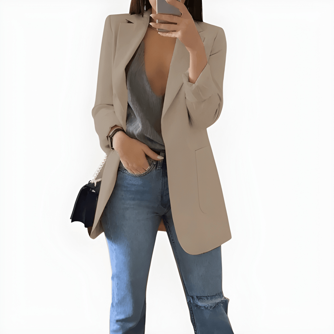 Women’s Long Summer Blazer | Elegant Tailored Fit | Perfect for Office & Casual Wear | Polyester