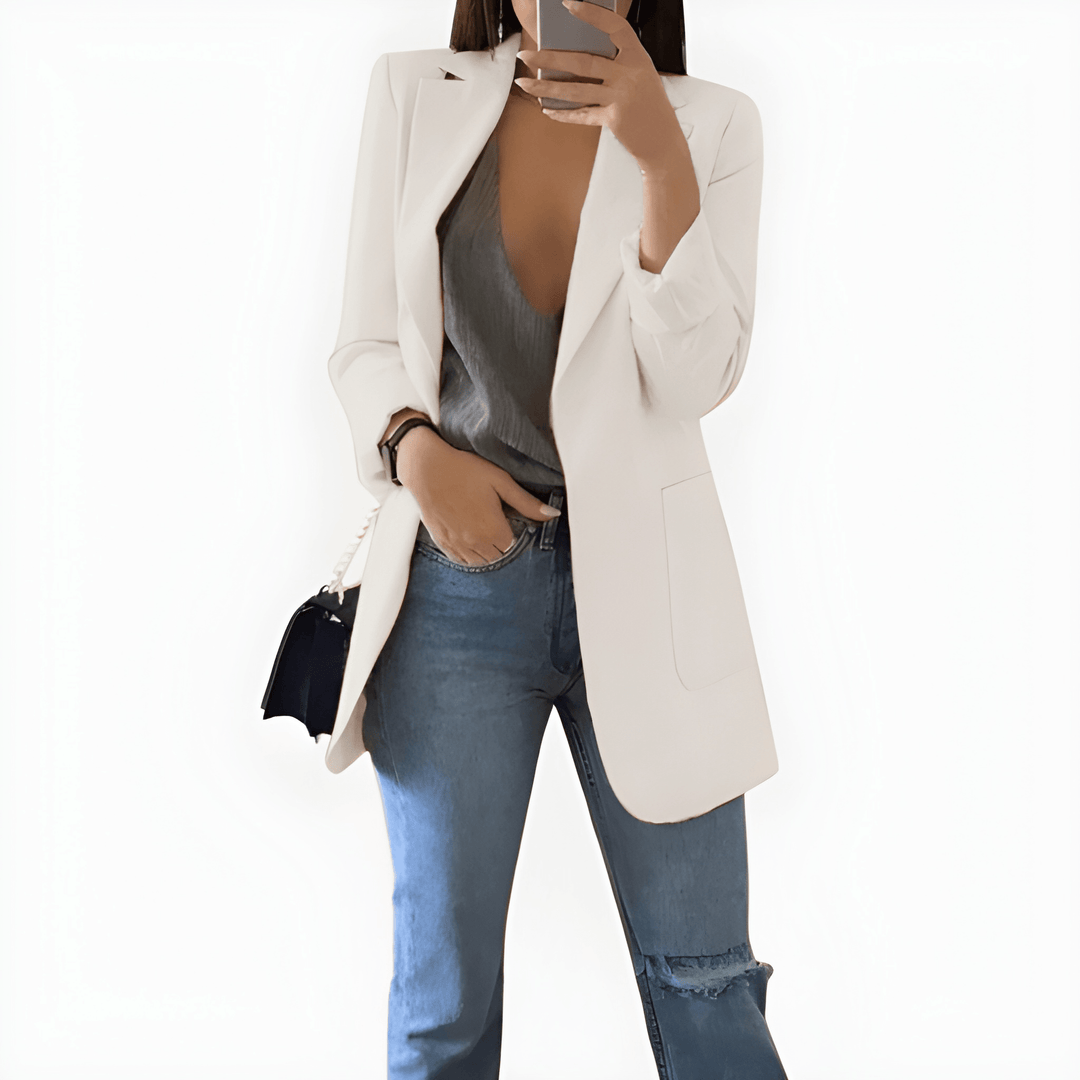 Women’s Long Summer Blazer | Elegant Tailored Fit | Perfect for Office & Casual Wear | Polyester