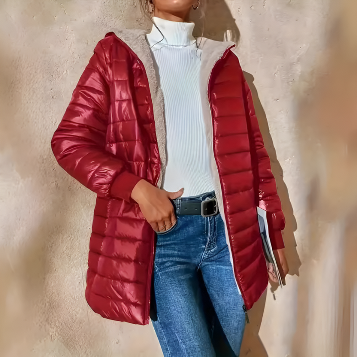 Women’s Quilted Jacket | Hooded Casual Coat | Mid-Length