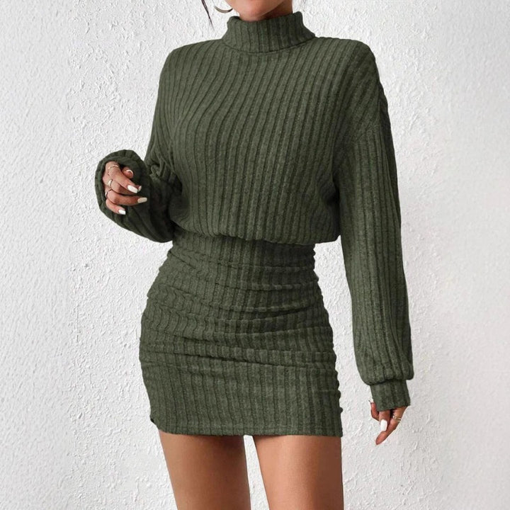 Women's Mini Dress | Ribbed Turtleneck Outfit | Elegant Dresses