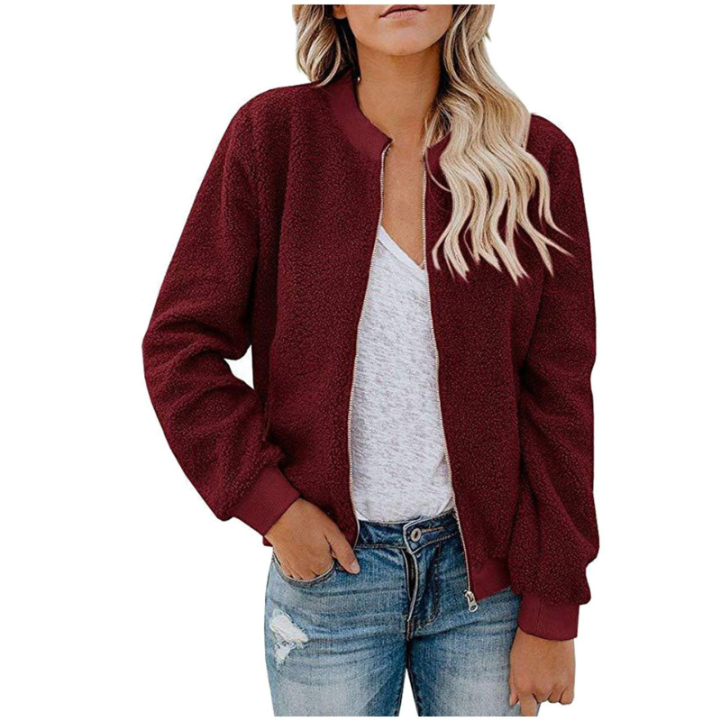 Women’s Jacket | Stand Collar Bomber Style | Casual Winter Clothing
