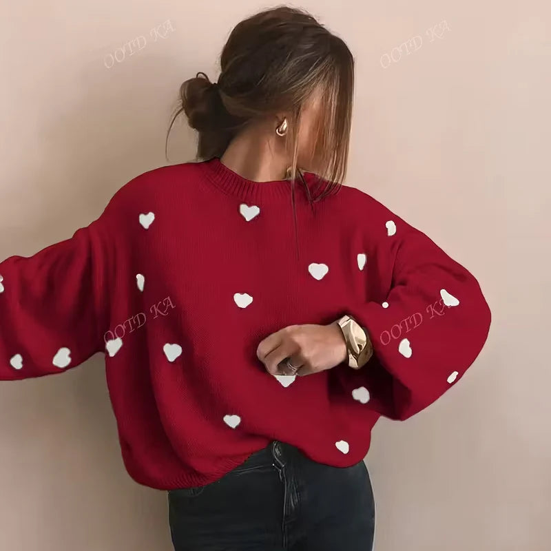 Womens Jumpers | Heart Pattern Top | Womens Stylish Clothing