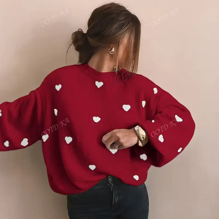 Womens Jumpers | Heart Pattern Top | Womens Stylish Clothing