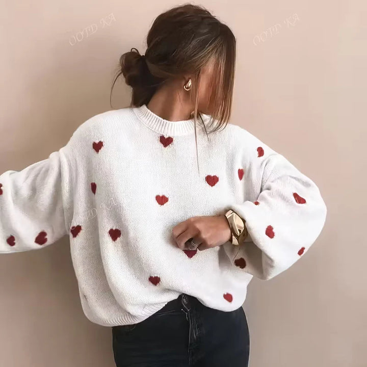 Womens Jumpers | Heart Pattern Top | Womens Stylish Clothing