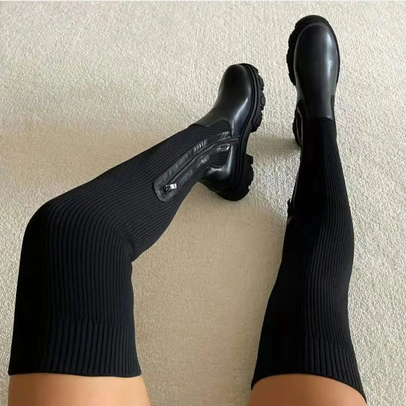 Knee High Boots | Women’s Stretch Shoes | Knitted Long Style