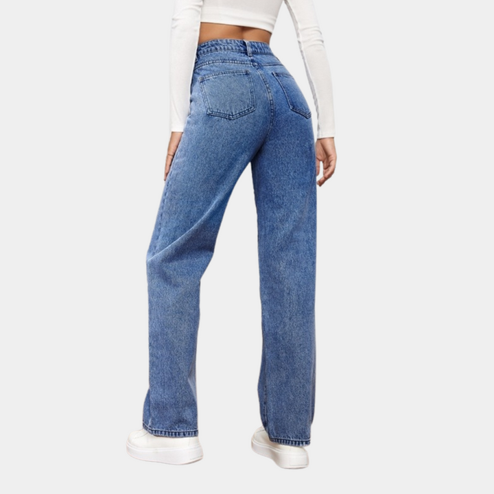 Women’s Jeans | High Waist Straight Leg Fit | Classic Clothing Style