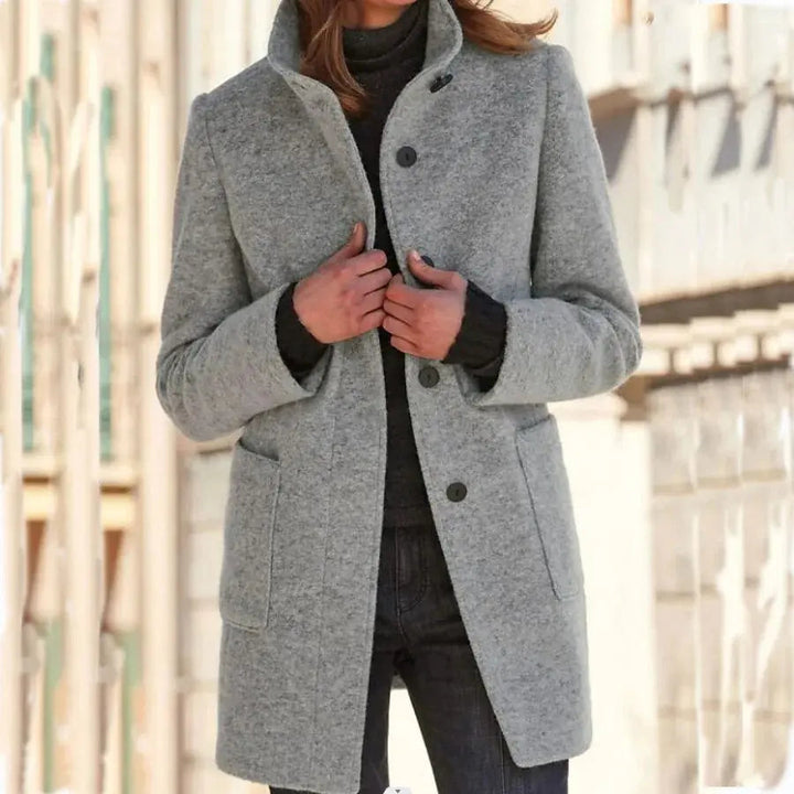 Women's Coat | Tailored Buttoned Winter | Elegant Womens Clothing