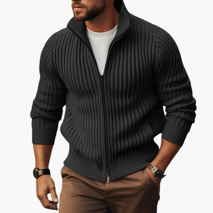 Men’s Jumper | Ribbed Zip Sweater | Classic Mens Clothing