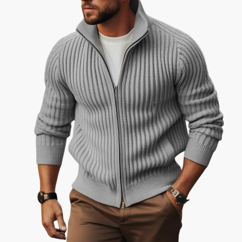 Men’s Jumper | Ribbed Zip Sweater | Classic Mens Clothing