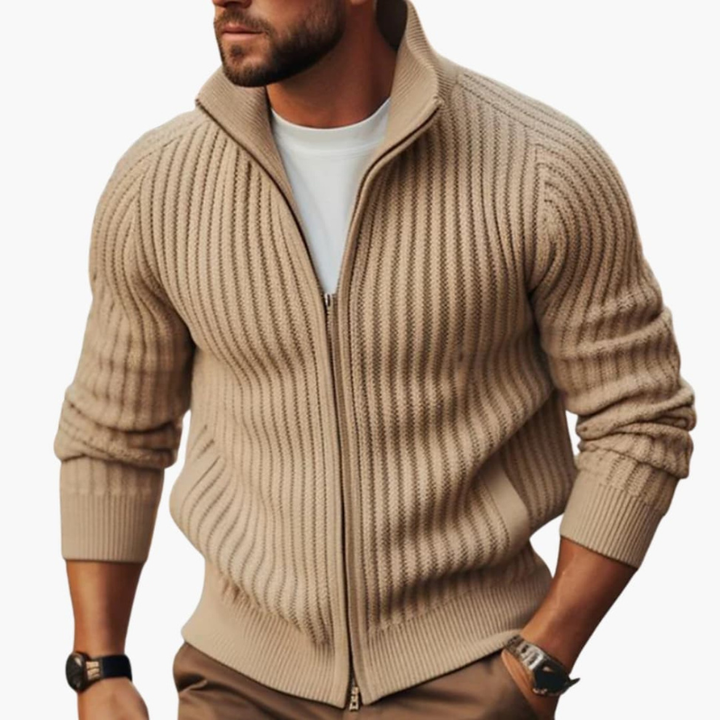 Men’s Jumper | Ribbed Zip Sweater | Classic Mens Clothing