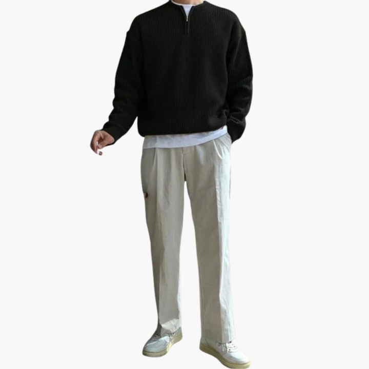 Men’s Jumper | Half Zip Knit Sweater | Warm Mens Clothing
