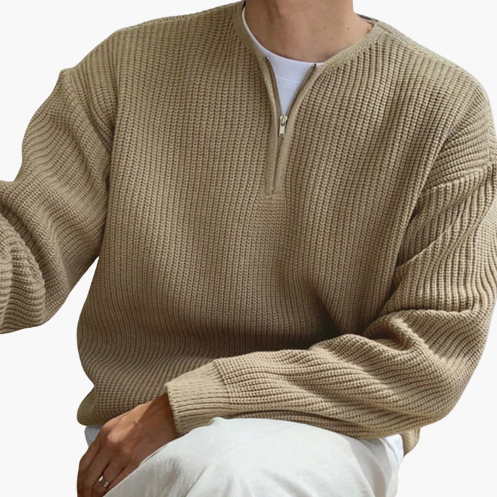 Men’s Jumper | Half Zip Knit Sweater | Warm Mens Clothing