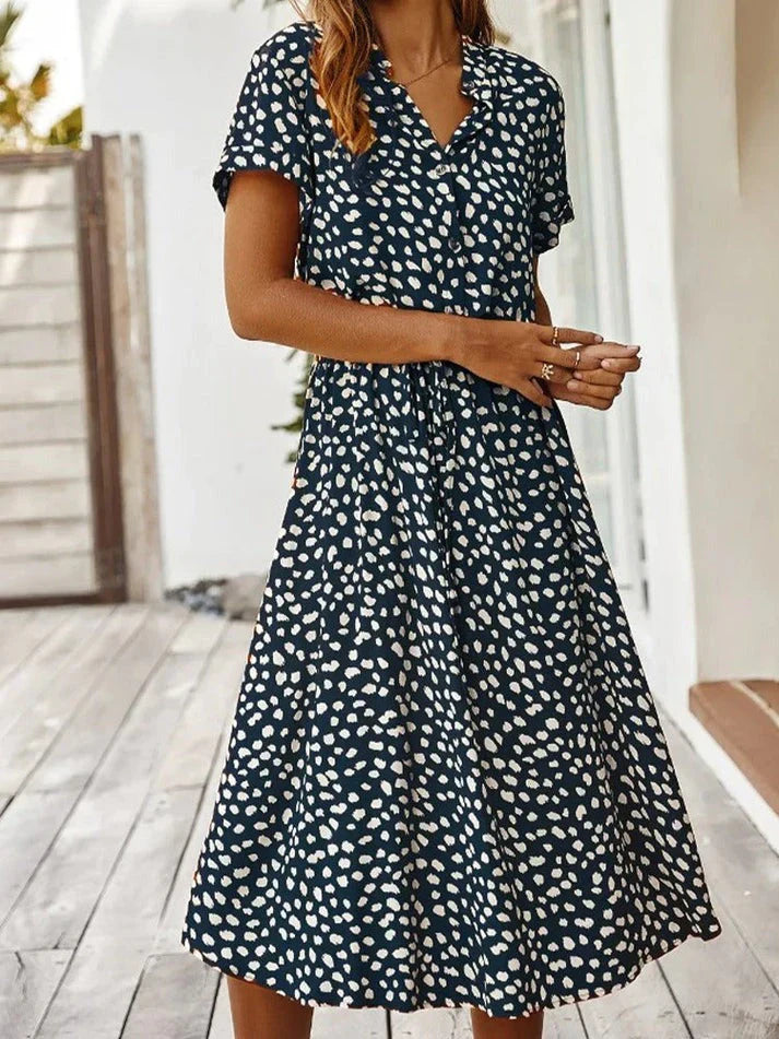 Women's Summer Dress | Vintage A-Line with Belt Detail | Breathable & Flattering | Polyester