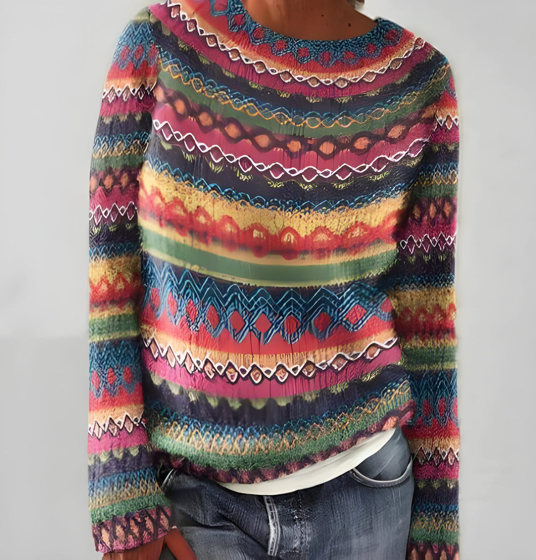 Women’s Jumper | Printed Knit Design | O-Neck Winter Clothing
